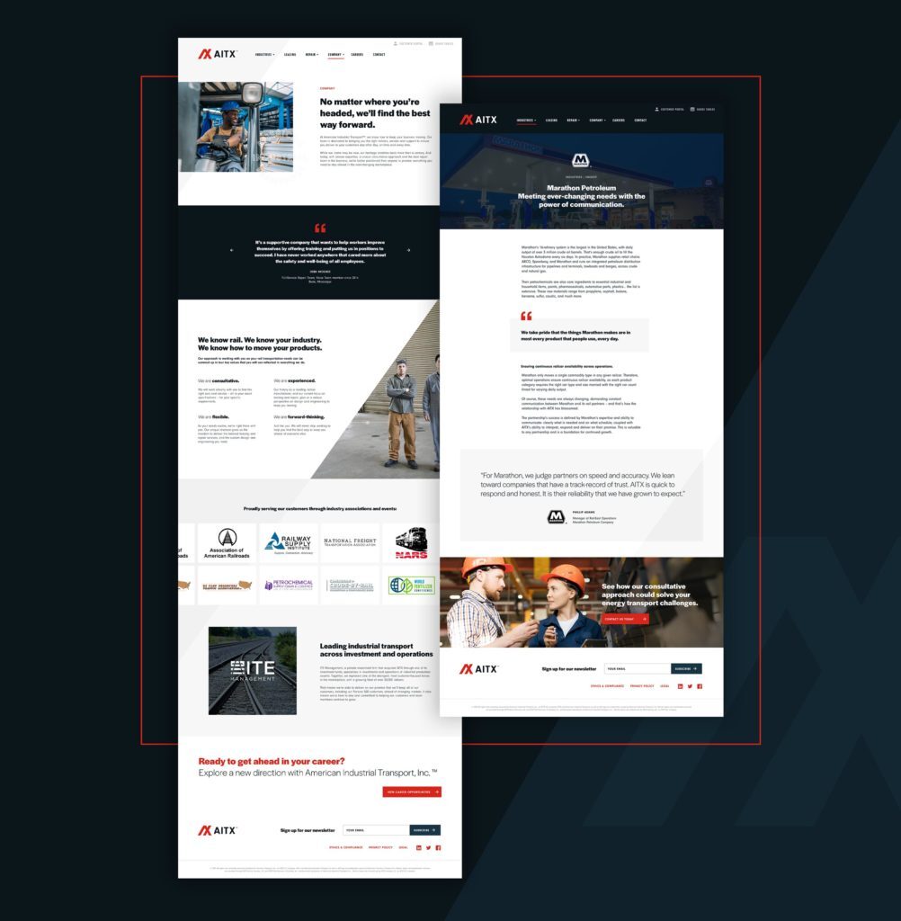 AITX website design pages