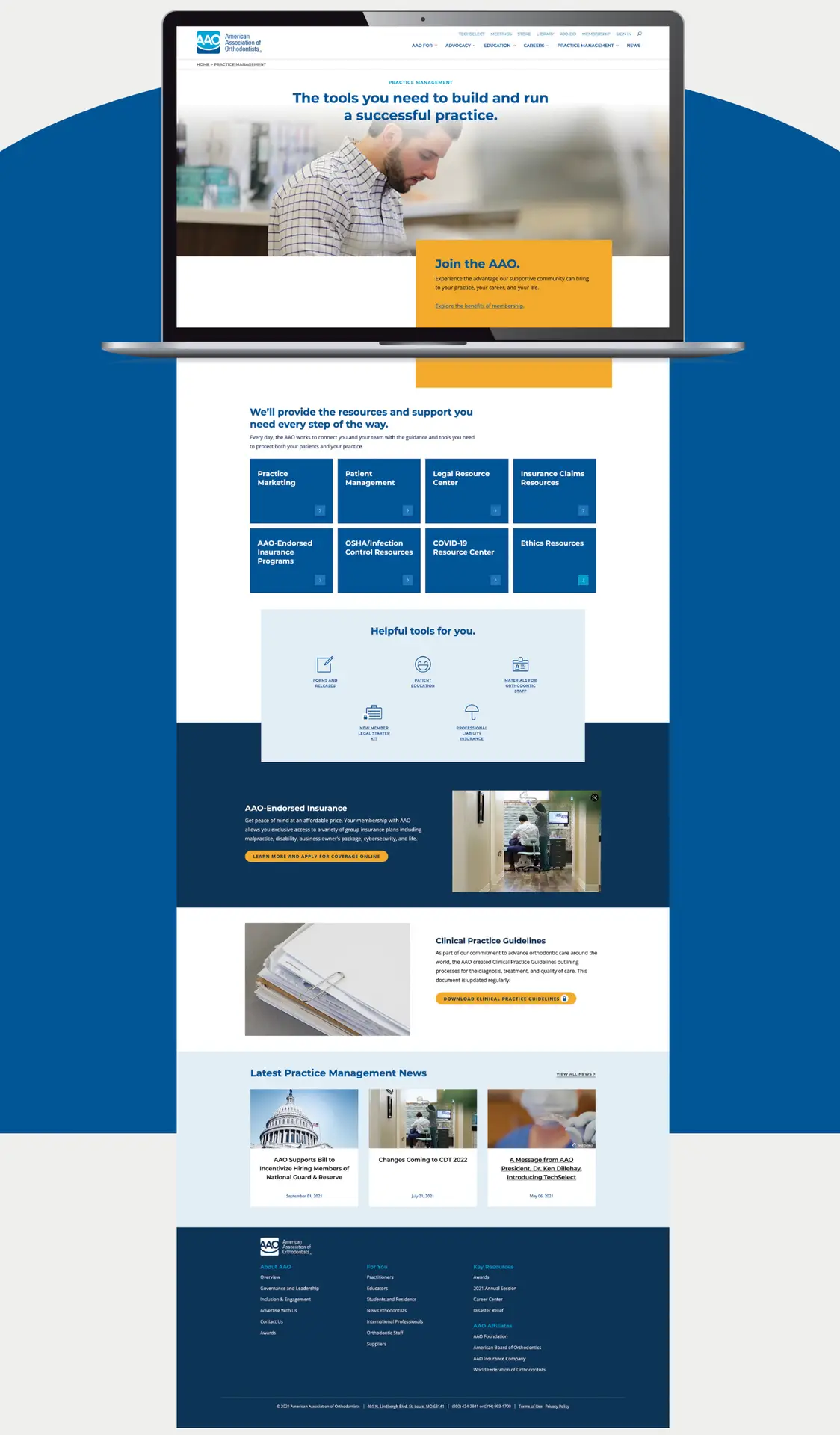 Website design for the American Association of Orthodontists