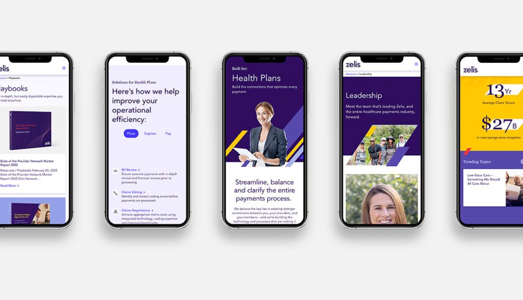 The Zelis web design on mobile screens