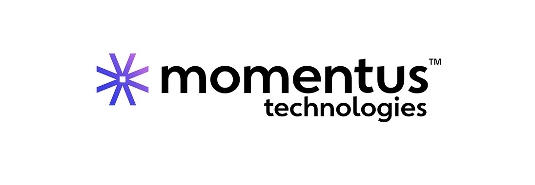 The Momentus Technologies logo as part of the brand identity system