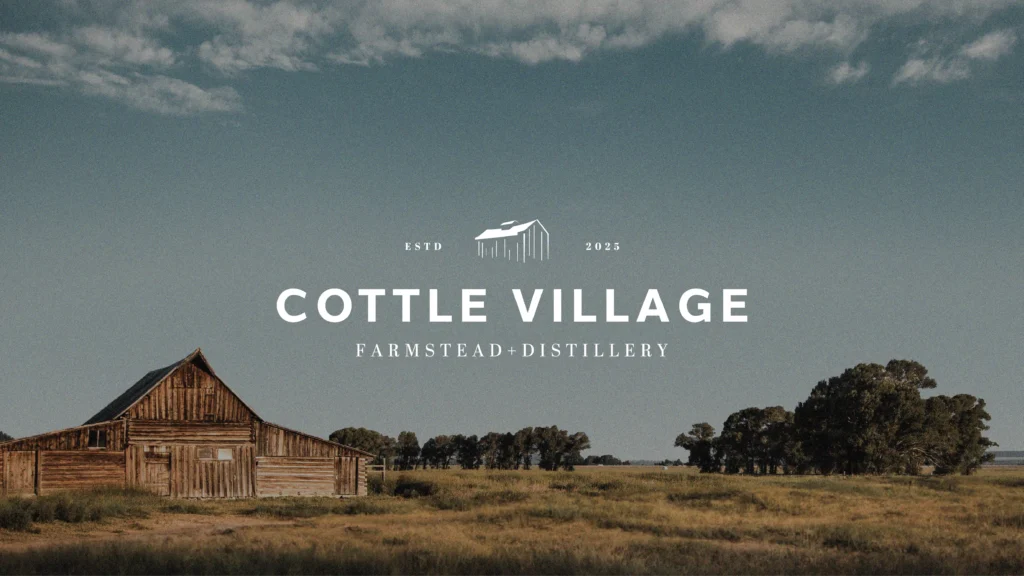 Cottle Village logo overlayed on farmland