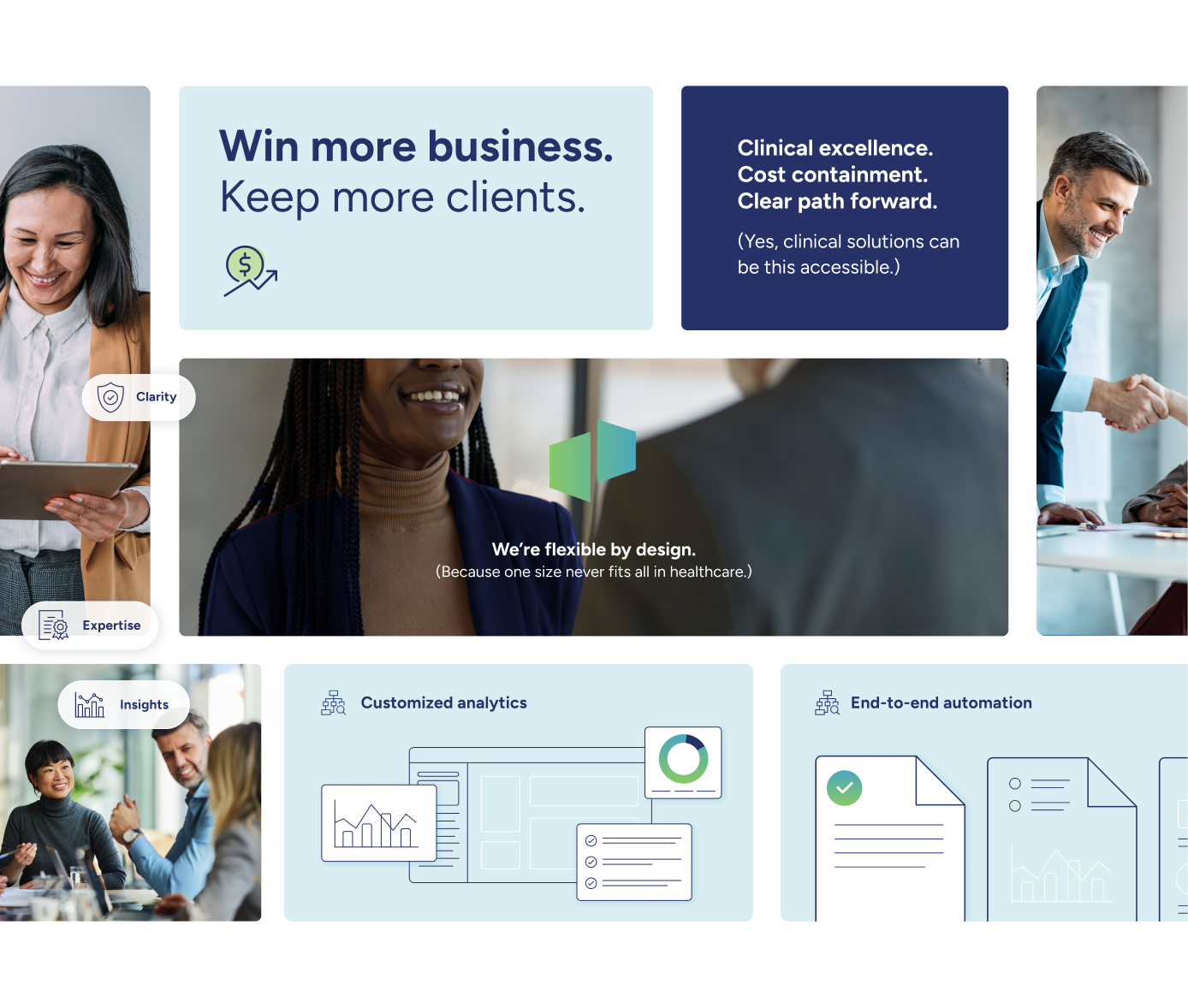Collage of branding elements and messaging for Gateway Health Partners